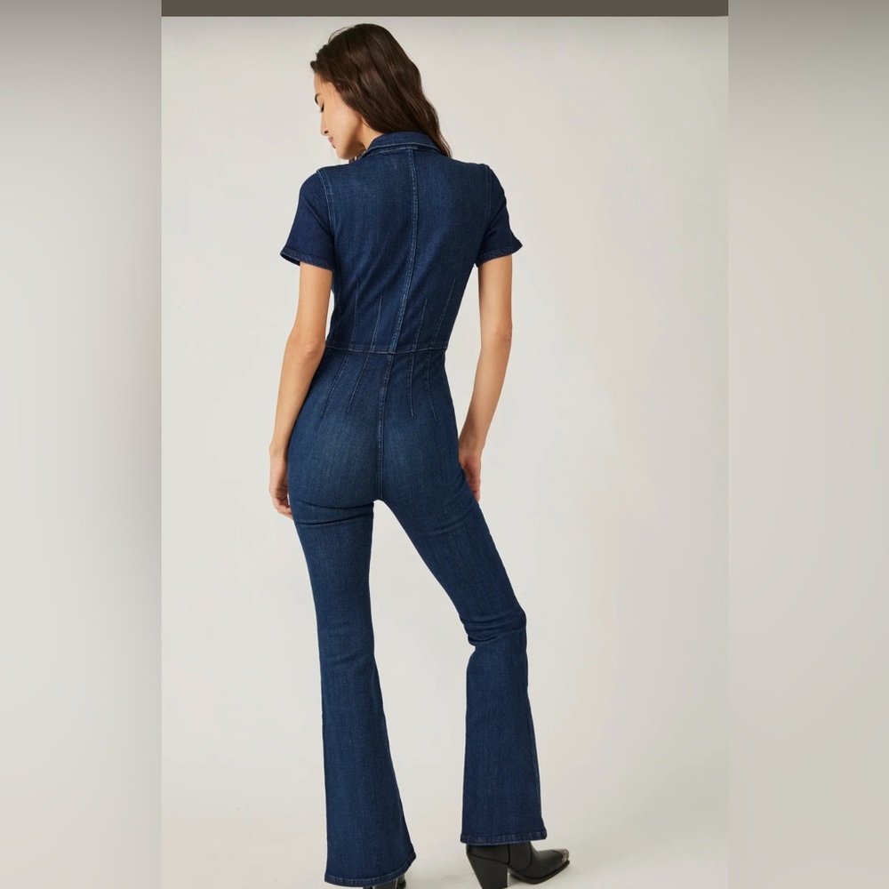 Free People We The Free Jayde Flare Jumpsuit. NWOT. Tulsa blue - Picture 2 of 4